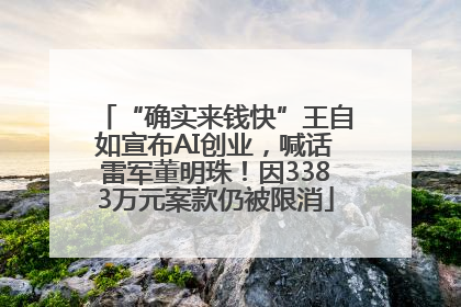 “确实来钱快”王自如宣布AI创业，喊话雷军董明珠！因3383万元案款仍被限消