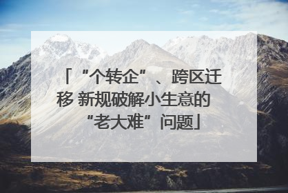 “个转企”、跨区迁移 新规破解小生意的“老大难”问题