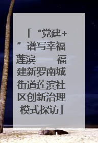 “党建+”谱写幸福莲滨——福建新罗南城街道莲滨社区创新治理模式探访