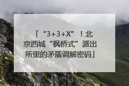 “3+3+X”！北京西城“枫桥式”派出所里的矛盾调解密码