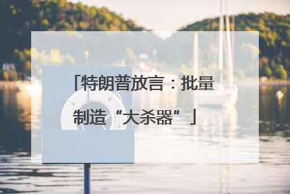 特朗普放言：批量制造“大杀器”