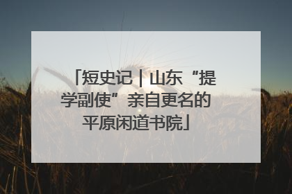短史记｜山东“提学副使”亲自更名的平原闲道书院