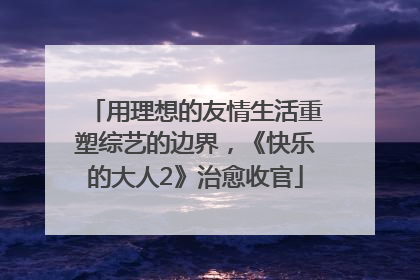 用理想的友情生活重塑综艺的边界，《快乐的大人2》治愈收官