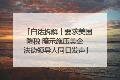 白话拆解丨要求美国降税 暗示施压美企 法德领导人同日发声