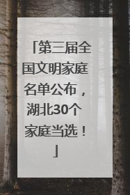 第三届全国文明家庭名单公布，湖北30个家庭当选！