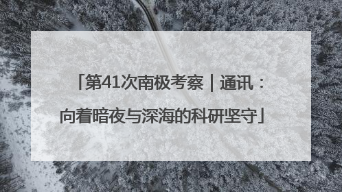 第41次南极考察｜通讯：向着暗夜与深海的科研坚守