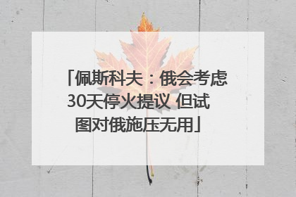 佩斯科夫：俄会考虑30天停火提议 但试图对俄施压无用