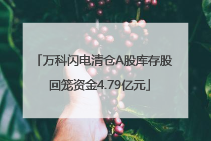 万科闪电清仓A股库存股 回笼资金4.79亿元