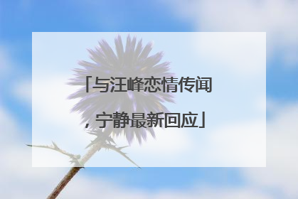 与汪峰恋情传闻，宁静最新回应