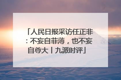 人民日报采访任正非：不妄自菲薄，也不妄自尊大丨九派时评