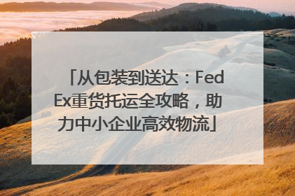 从包装到送达：FedEx重货托运全攻略，助力中小企业高效物流