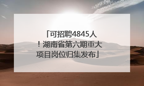 可招聘4845人！湖南省第六期重大项目岗位归集发布