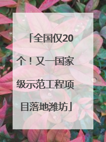 全国仅20个！又一国家级示范工程项目落地潍坊