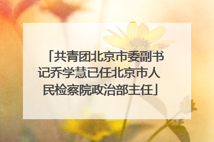 共青团北京市委副书记乔学慧已任北京市人民检察院政治部主任