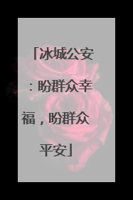 冰城公安：盼群众幸福，盼群众平安