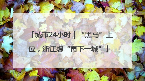 城市24小时｜“黑马”上位，浙江想“再下一城”