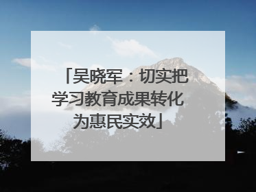 吴晓军：切实把学习教育成果转化为惠民实效
