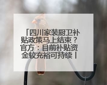 四川家装厨卫补贴政策马上结束？官方：目前补贴资金较充裕可持续丨民情瞭望