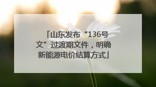 山东发布“136号文”过渡期文件，明确新能源电价结算方式