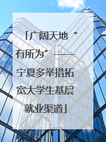 广阔天地“有所为”——宁夏多举措拓宽大学生基层就业渠道