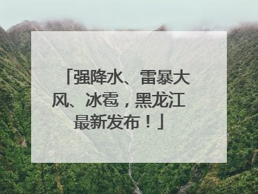 强降水、雷暴大风、冰雹，黑龙江最新发布！