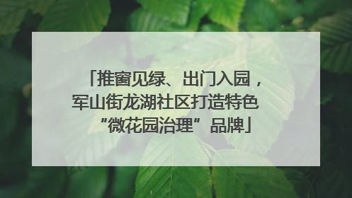 推窗见绿、出门入园，军山街龙湖社区打造特色“微花园治理”品牌