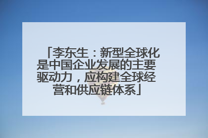 李东生：新型全球化是中国企业发展的主要驱动力，应构建全球经营和供应链体系