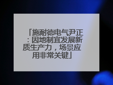 施耐德电气尹正：因地制宜发展新质生产力，场景应用非常关键