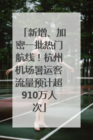 新增、加密一批热门航线！杭州机场暑运客流量预计超910万人次