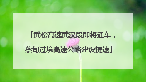 武松高速武汉段即将通车，蔡甸过境高速公路建设提速