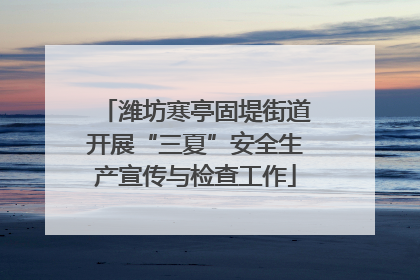 潍坊寒亭固堤街道开展“三夏”安全生产宣传与检查工作