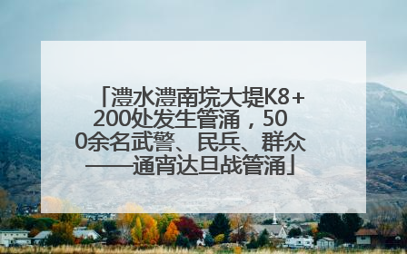 澧水澧南垸大堤K8+200处发生管涌，500余名武警、民兵、群众——通宵达旦战管涌