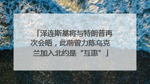 泽连斯基将与特朗普再次会晤，此前曾力陈乌克兰加入北约是“互惠”