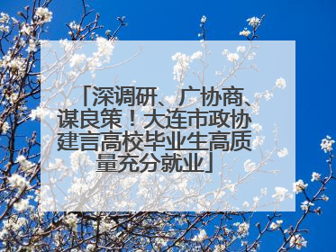 深调研、广协商、谋良策！大连市政协建言高校毕业生高质量充分就业