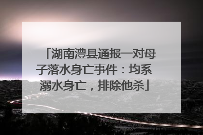 湖南澧县通报一对母子落水身亡事件：均系溺水身亡，排除他杀