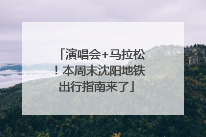 演唱会+马拉松！本周末沈阳地铁出行指南来了