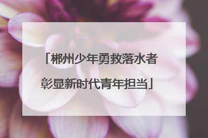 郴州少年勇救落水者 彰显新时代青年担当