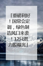重磅利好！国常会定调，绿色制造风口来袭！12只潜力股曝光