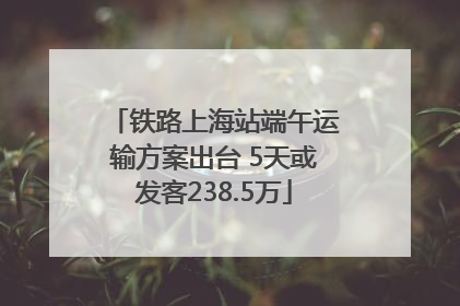 铁路上海站端午运输方案出台 5天或发客238.5万