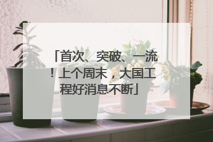 首次、突破、一流！上个周末，大国工程好消息不断
