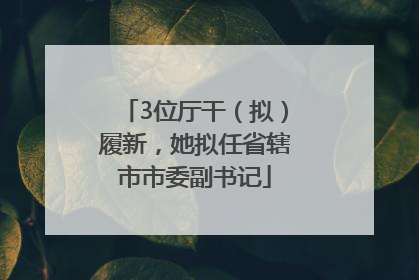 3位厅干（拟）履新，她拟任省辖市市委副书记