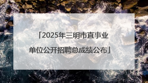2025年三明市直事业单位公开招聘总成绩公布